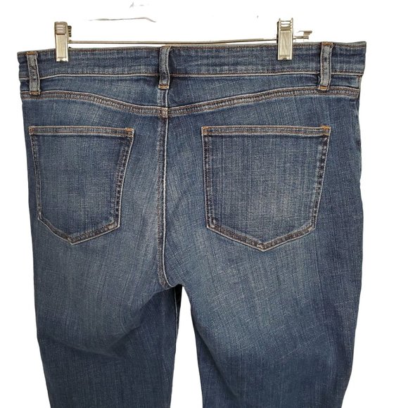 Eileen Fisher Size 12 Jeans Organic Cotton Stretch Denim Mid Rise Cropped - Picture 5 of 8